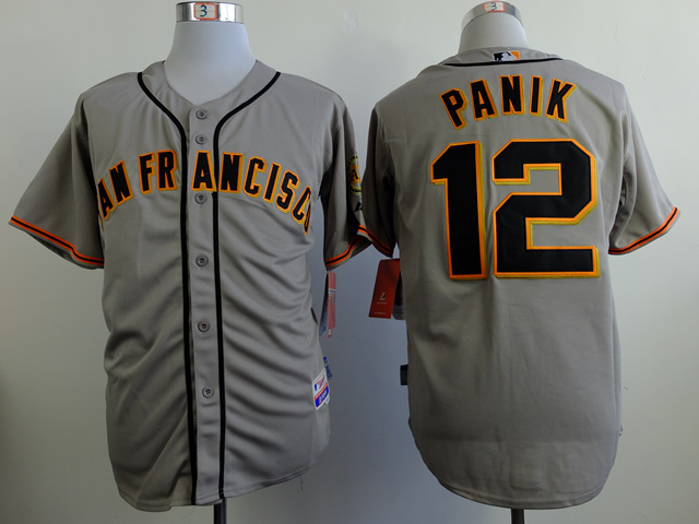Men San Francisco Giants #12 Panik Grey MLB Jerseys->san francisco giants->MLB Jersey